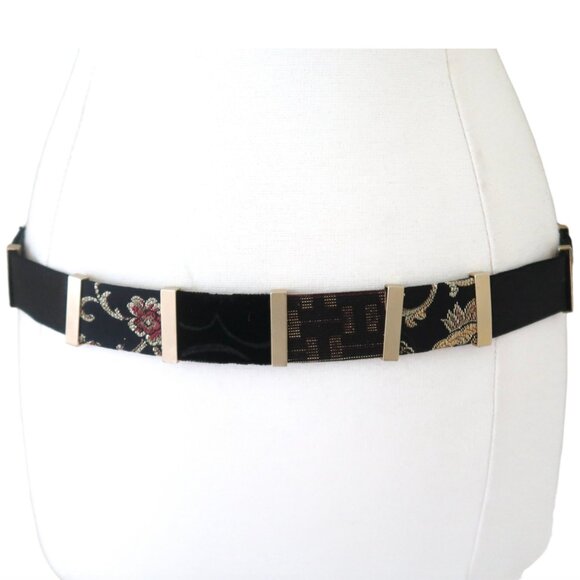 SUZI ROHER Patchwork velvet brocade stretch belt M+ - Picture 3 of 7